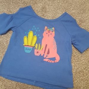 Girls Blue cold shoulder shirt